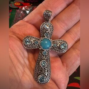 Gorgeous & Large Multi Stone Cross